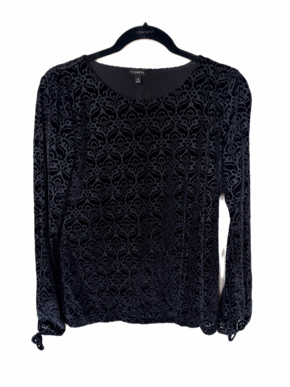 Talbots black velvet long sleeve XS